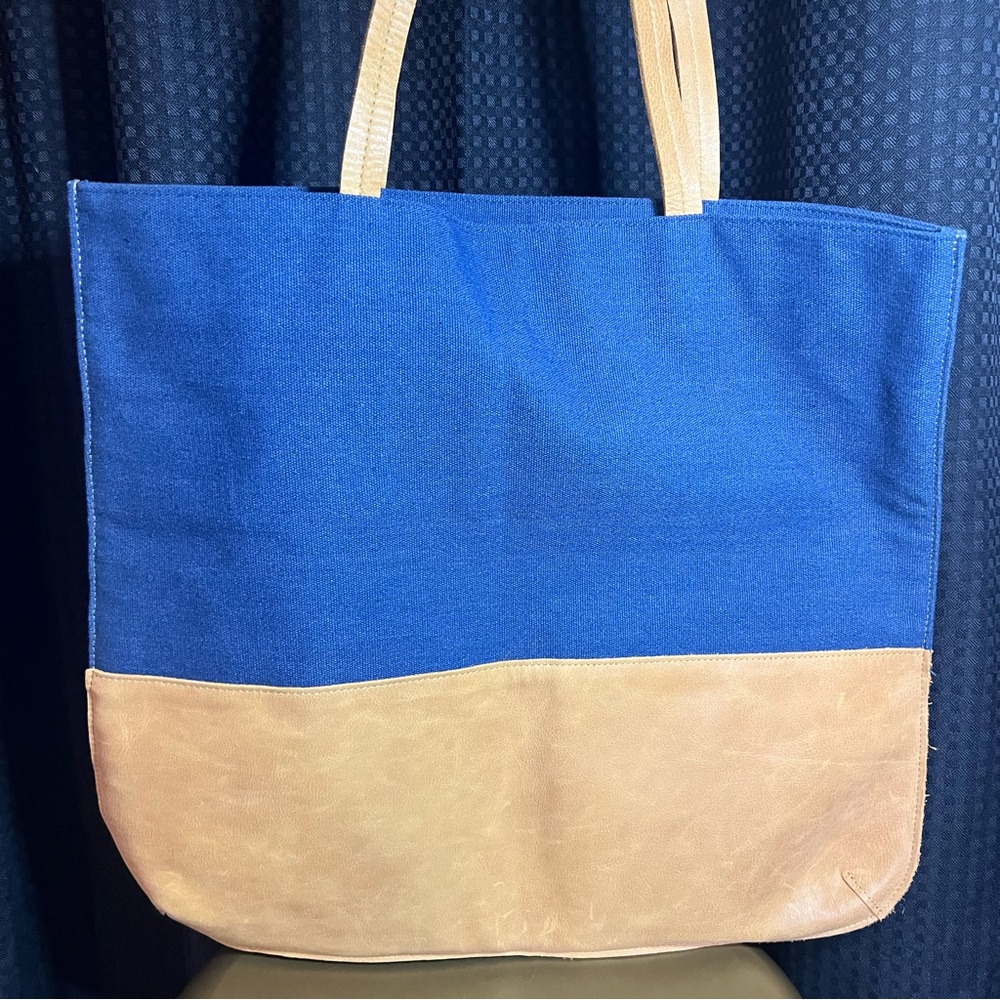 NWOT Hearth & Hand by Magnolia Denim and Tan Leather Tote Bag